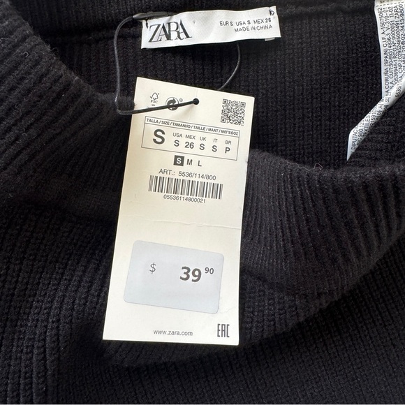 NWT Zara Knit Skirt Elastic Waistband Ribbed Trim Black Academia Soft Sz S - Picture 5 of 11